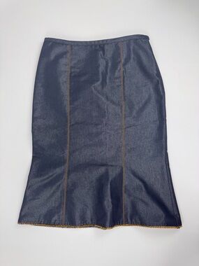 VINTAGE Y2K Denim Skirt with Orange Gem Trim